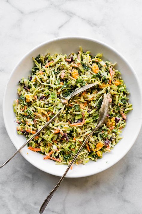 Upgrade a classic summer side dish with this sweet and tangy healthy broccoli slaw recipe featuring fresh produce and a yogurt-based dressing. Dairy-free option! Healthy Broccoli Slaw, Broccoli Slaw Recipe, Broccoli Slaw Salad, Broccoli Slaw Recipes, Healthy Broccoli, Summer Side Dish, Slaw Recipe, Broccoli Slaw, Dairy Free Eggs