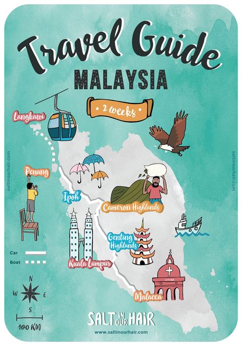 Malaysia Travel Guide - Ultimate 2-week Travel Itinerary Travel To Malaysia, Kuala Lumpur Itinerary, Penang Malaysia Georgetown, Malaysia Illustration, Malasia Malaysia, Georgetown Malaysia, Cameron Highlands Malaysia, Malaysia Itinerary, Kuala Lumpur Travel