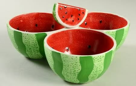 Sonoma Home, Watermelon | Replacements, Ltd. Watermelon Pottery Painting, Watermelon Designs Fruit Bowls, Watermelon Bowl Pottery, Watermelon Dip, Watermelon Pottery, Watermelon Clay, Watermelon Bowl Ceramic, Watermelon Bowls Carved, Ceramica Ideas