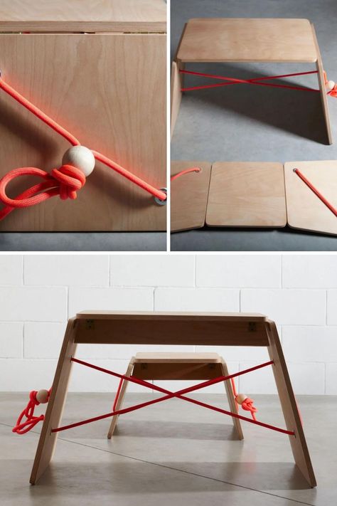 Flat Pack Design, Collapsible Furniture, Workshop Furniture, Portable Furniture, Floor Desk, Mobile Workshop, Foldable Stool, Flexible Furniture, Bench Design