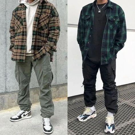 Korean Streetwear Men, 2023 Winter Outfits, Winter Outfits Men Streetwear, Flannel Outfits Men, Streetwear 2023, Mens Fits, Guys Fashion Casual, Outfits Men Streetwear, Streetwear Ideas