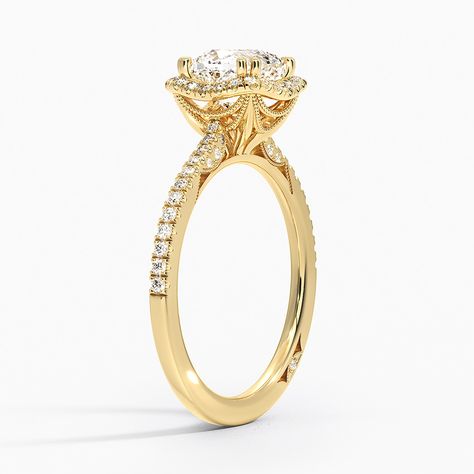 Tacori Rings, Cathedral Ring, Tacori Engagement Rings, Romantic Rings, Engraved Engagement Ring, Yellow Gold Setting, White Gold Diamond Rings, Gold Diamond Rings, Diamond Halo