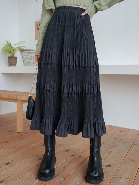 Ruffle Skirts For Women, Black Ruffled Dress Outfit, For Days Clothing, Trendy Shoes For Women Casual Work, Summer Fashion Skirts, Fall Midi Skirts, Long Fall Skirts, Midsize Maxi Skirt, Fall 2022 Skirts