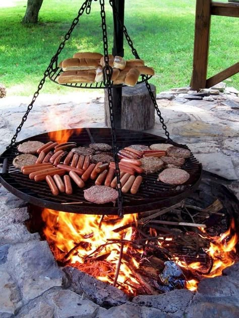 24 backyard outdoor fire pit ideas such as DIY in ground fire pits, best kits & designs for wood burning fire pit tables & grills, concrete fire bowls, etc! – A Piece of Rainbow #backyard #patio #outdoor #spring #summer #homestead #homesteading #diy #gardens #gardendesign #gardenideas #landscaping #landscape landscaping, landscape design, garden party, entertaining outside In Ground Fire Pit, Backyard Bbq Pit, Diy Fire Pit Ideas, Outside Fire Pits, Pit Bbq, Fire Pit Cooking, Cooking Grill, Outdoor Fire Pit Designs, Backyard Fireplace