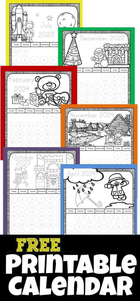 Kindergarten Math Printables, Kindergarten Calendar, 12 Months Of The Year, Calendar Worksheets, Kindergarten Math Free, Calendar Activities, Calendar Kit, Worksheets For Kindergarten, Coloring Calendar