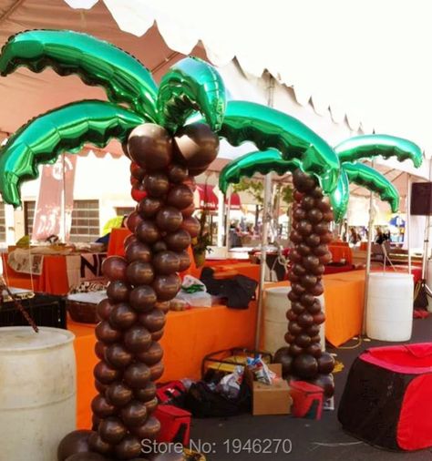 Palm tree Wedding decorations Event Party supplies full Coconut trees balloon column decorations 2 set /lot free shipping _ - AliExpress Mobile Coconut Tree Craft, Hawaiian Luau Party Decorations, Column Decoration, Balloon Tree, Hawaii Theme, Wedding Room Decorations, Beach Supplies, Luau Party Decorations, Tropical Party Decorations