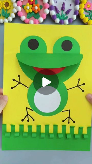 Collage Art For Preschoolers, Collage Ideas For Kids, Frog Crafts For Kids, Frog Collage, Arts And Crafts For Kids Easy, Frog Craft, Kids Handicraft, Diwali Decoration Items, Frog Crafts