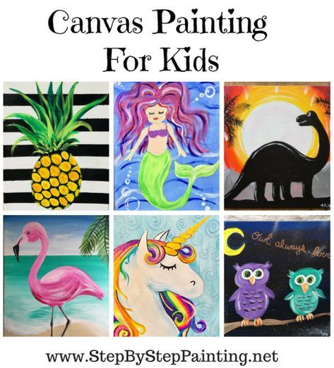 Sip And Paint Ideas For Kids, Guided Painting For Kids, Kids Acrylic Painting Ideas, Kids Painting Ideas On Canvas, Kids Acrylic Painting, Kids Paint Night, Canvas Painting Ideas For Kids, Canvas Painting For Kids, Kids Painting Ideas