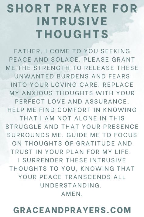 Seeking prayers for intrusive thoughts? Then we hope these 7 peaceful prayers will help ease your mind and shield you from negative thoughts. Click to read all prayers for intrusive thoughts. Prayer For Positive Thoughts, Prayer For Negative Thoughts, Intrusive Thought Quotes, Prayer For Motivation, Prayers For Wisdom, Forgive And Let Go, Prayers For Peace, Ease Your Mind, Prayer For Guidance