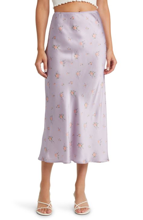 Reformation Layla Silk Midi Skirt available at #Nordstrom Silk Slip Skirt, Skirt Aesthetic, Silk Midi Skirt, Midi Wrap Skirt, Striped Midi Skirt, Knit Midi Skirt, Floral Midi Skirt, Slip Skirt, Lilac Color