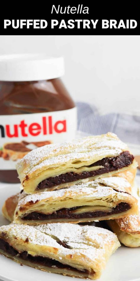 chocolate oozing out of puffed pastry Nutella Puffed Pastry, Puff Pastry And Nutella, Puffed Pastry Desserts, Nutella Pastry, Puff Pastry Braid, Philo Dough, Pastry Braid, Puff Pastry Recipes Savory, Nutella Puff Pastry