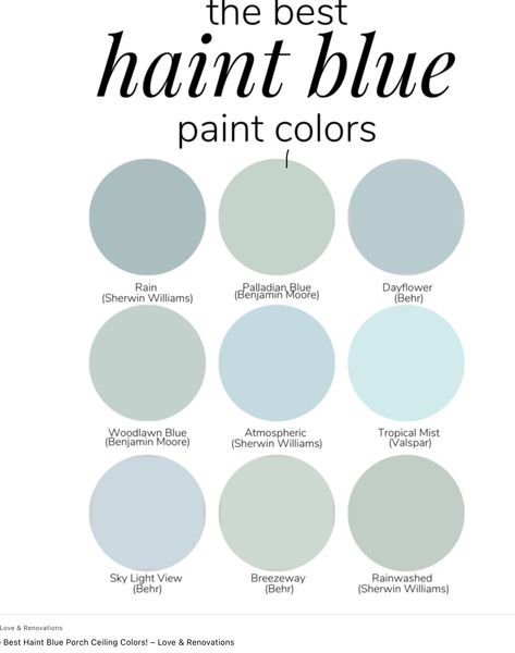 Best Haint Blue, Haint Blue Porch Ceiling, Colors For Walls, Blue Porch Ceiling, Palladian Blue, Haint Blue, Blue Ceilings, Porch Ceiling, Best Paint