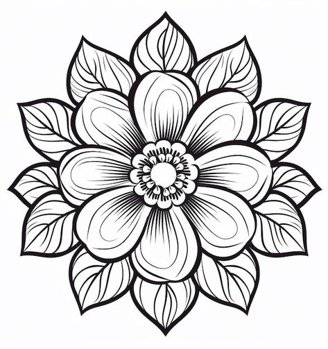 Beautiful flower hand drawn kawaii coloring book Sunflower Coloring, Kawaii Coloring Book, Sunflower Coloring Pages, Folk Art Ornament, Free Adult Coloring Printables, Henna Drawings, Flower Tattoo Meanings, Lettering Styles Alphabet, Flower Pattern Drawing