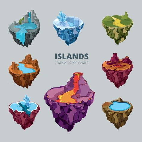 Flying Island, Cartoon Nature, Environment Painting, Isometric Art, Isometric Design, Isometric Illustration, Low Poly Art, Game Illustration, Island Art