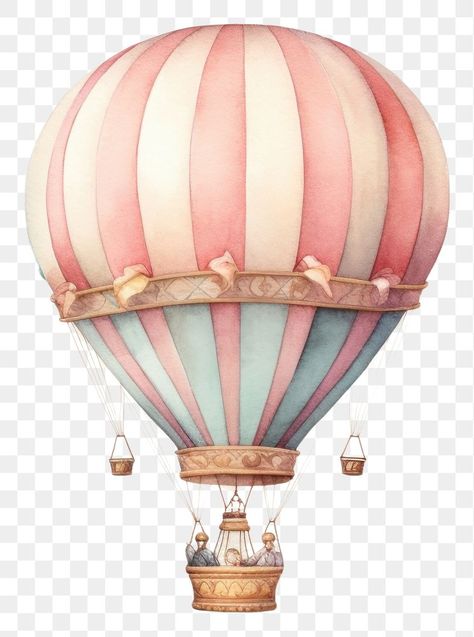 Hot Air Balloon Watercolor, Air Balloon Watercolor, Watercolor Hot Air Balloon, Balloon Watercolor, Pink Hot Air Balloon, Flower Border Clipart, Border Clipart, Ipad Tutorials, Mother Art