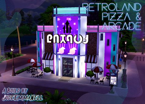 Mod The Sims - Retroland Pizza & Arcade (No CC) Sims 4 Arcade Cc, Arcade Games Sims 4 Cc, Sims 4 Restaurant No Cc, Sims 4 Bowling Alley, Sims 4 Arcade Lot, Sims 4 Lots Restaurant No Cc, Sims 4 Expansions, Sims Building, Sims Community