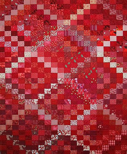 T-Really Red | by Linda Rotz Miller Quilts & Quilt Tops Monochromatic Quilts, Button Quilt, Pixel Quilt, Monochromatic Quilt, Top Drawing, White Quilts, String Quilt, Red And White Quilts, Picture Comments