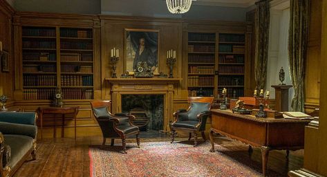 Bridgerton House, Shifting Room, Lion Bookends, Dressing Screen, Mcu Shifting, Professional Organization, Bridgerton Aesthetic, Marble Desk, Movie Locations