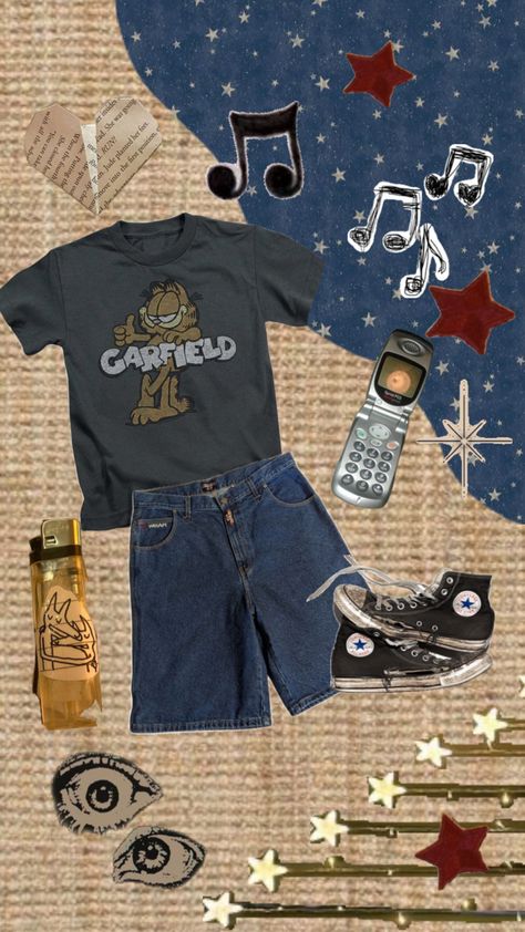 #outfitinspo #garfield #jorts Outfit Ideas Shirt, Shirt Outfit Ideas, Shirt Design Ideas, Silly Clothes, Downtown Outfits, Baggy Clothes, Street Fashion Men Streetwear, Outfit Trends, Cool Fits