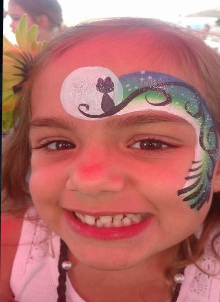 90+ Quick Theme-Based Face Painting Ideas for Kids — Bubblemania and Company, bubble shows, Nerf gun parties, face painting Moon Face Paint, Moon Face Painting, Peacock Face Painting, Joker Face Paint, Face Painting Ideas For Kids, Spider Face Painting, Dinosaur Face Painting, Halloween Face Paint Designs, Zombie Face Paint