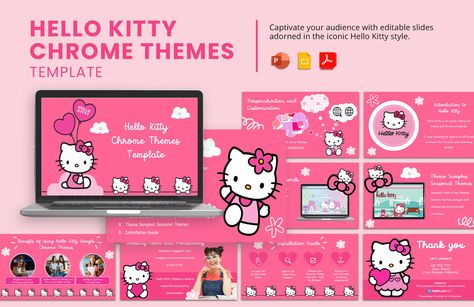 Hello Kitty Google Slides, Hello Kitty Powerpoint, Sanrio Presentation, Template Hello Kitty, Google Chrome Themes, Event Agenda, Indesign Free, Free Cover Letter, Meeting Agenda Template