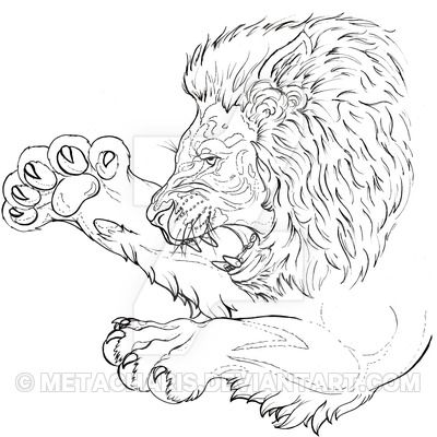 Attacking Lion Tattoo by Metacharis Lion Attacking Drawing, Lion Attacking, Lion Tattoo Linework, Real Tattoo Designs, Lucky Tattoo, Lion Art Tattoo, Lion Sketch, Lion Tattoo Sleeves, Lion Head Tattoos