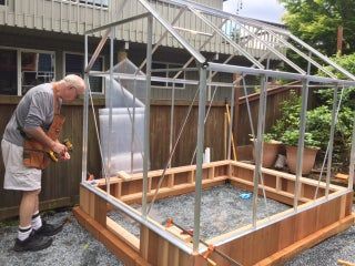 Harbor Freight Greenhouse Modifications, Hobby Greenhouse Ideas, 6 X 8 Greenhouse, 6x4 Greenhouse, 6x8 Greenhouse, Harbor Freight Greenhouse, Above Ground Garden, Greenhouse Panels, Landscape Bricks