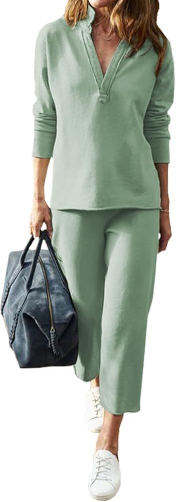 Amazon.com: Travel Women Two Piece Outfits Sweat Set 2024 Fall Fashion Oversized Loungewear Pajama Sets Matching Lounge Sets Soft Cute Comfy Clothing Set Sea Green : Clothing, Shoes & Jewelry Travel Set Outfit, Dressing Over 60 Casual, Spa Outfit Day Clothes, Outfits For Petite Curvy Women, Travel Clothes Women Airplane, Short Petite Fashion, Cruise Clothes For Women, Fashion Over 60 Aging Gracefully Classy, Cozy Travel Outfit