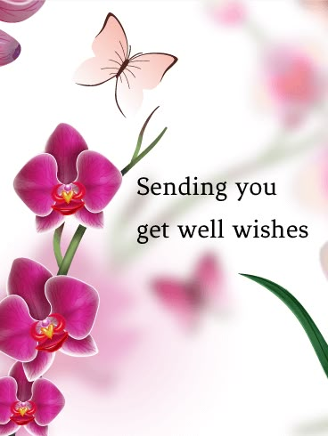 Get Well Wish Card: It is important to show someone how much you care. Sending a get well wishes card is one of the best ways to express your feelings. These cheerful butterflies and pretty flowers will always make someone feel better. Send this card if you want to tell someone you care about to get well. Well Wishes Quotes Health, Feel Better Quotes Get Well Soon, Get Well Wishes Messages, Wishing Someone Well, Feeling Better Quotes, Getwellsoon Card, Inspirational Get Well Messages, Get Well Card Messages, Health Wishes