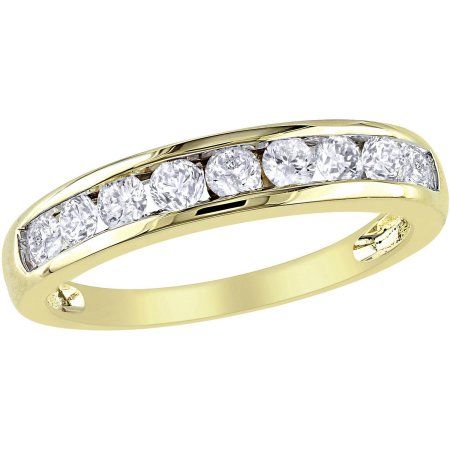 Miabella 3/4 Carat T.W. Diamond 14kt Yellow Gold Semi-Eternity Anniversary Ring, Women's Diamond Anniversary Ring, Diamond Anniversary Rings, Diamond Anniversary, Silver Engagement Rings, Women Diamond, 14k White Gold Ring, Natural Blue Sapphire, Channel Set, Anniversary Bands