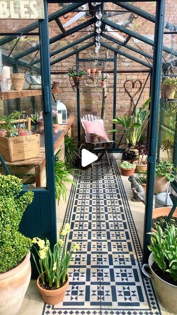 Painted Greenhouse Ideas, Greenhouse Upcycle, Greenhouse Floor Ideas, Inside Greenhouse Ideas, Upcycled Greenhouse, Farrow And Ball Railings, Greenhouse Frame, Aluminium Greenhouse, Masonry Paint