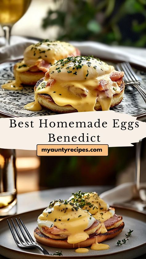 Master the Best Homemade Eggs Benedict with this easy recipe! Perfectly poached eggs, crispy bacon, and a silky hollandaise sauce come together on toasted muffins for a delicious and elegant meal. Ideal for breakfast, brunch, or special occasions, this recipe brings restaurant-quality flavor right to your kitchen. Serve with roasted potatoes for a satisfying meal! Eggs Benedict Sauce Recipe, Cheap Gourmet Recipes, Bacon Egg Recipes, Bacon Eggs Benedict, Classy Breakfast Ideas, Use Up Eggs Recipes, Best Eggs Benedict Recipe, Christmas Breakfast Eggs, Mexican Eggs Benedict