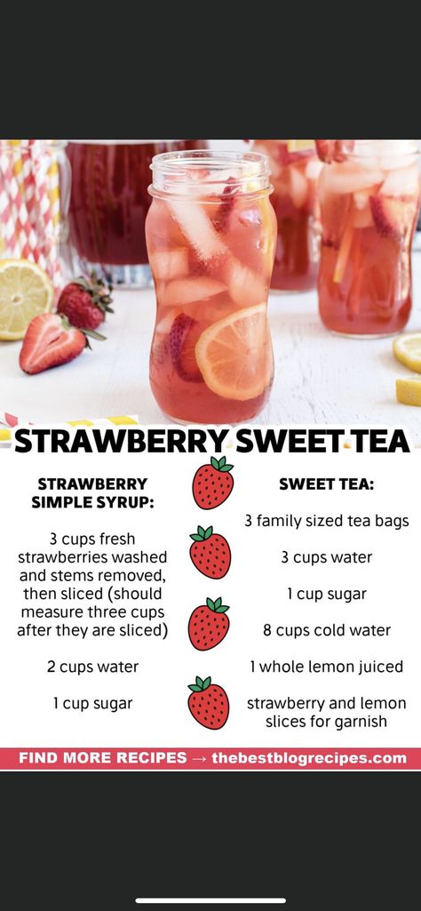 Strawberry Sweet Tea, Red Recipes, Sweet Tea Recipe, Drinks Nonalcoholic, Beef Dinner Recipes, Ground Beef Dinner, Sweet Tea Recipes, Dinner Recipes With Ground Beef, Iced Drinks Recipes