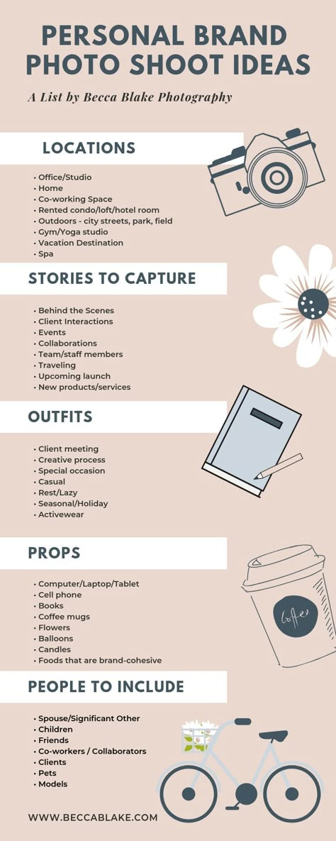 Photography Cheat Sheet: Personal Brand Photo Shoot Ideas Photography Cheat Sheet, Cv Website, Brand Photo Shoot, Whatsapp Marketing, Brand Photography Inspiration, Photography Cheat Sheets, Branding Photoshoot Inspiration, Social Media Marketing Plan, Personal Branding Photoshoot