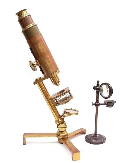 Carpenter type Improved Microscope. New Improved Compound Microscope for Opake and Transparent Objects, c. 1830 Compound Microscope, Pocket Microscope, Steampunk Inspiration, Transparent Objects, Microscopes, Dinosaurs, Antique Brass, Abc, Brass