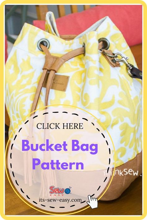 Sew Bucket Bag Free Pattern, Sail Cloth Bags Diy, Diy Bucket Bag How To Make, Bucket Bag Sewing Pattern Free, Diy Bucket Bag Pattern, Free Bucket Bag Pattern, Bucket Purse Pattern, Free Bucket Bag Sewing Pattern, Drawstring Bucket Bag Pattern