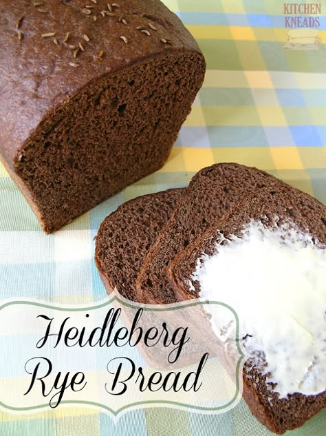 Heidleberg Rye Bread Kitchen Kneads Dark Rye Bread Recipe, Homemade Rye Bread, Bread With Butter, Rye Bread Recipes, German Bread, Bread Kitchen, Healthy Bread Recipes, Biscuit Rolls, Bread Baker