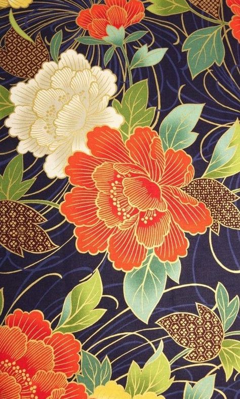 Japanese Floral Design, Peony Fabric, Motif Batik, Batik Art, Japanese Flowers, Japanese Patterns, Japan Art, Japanese Prints, Japanese Design