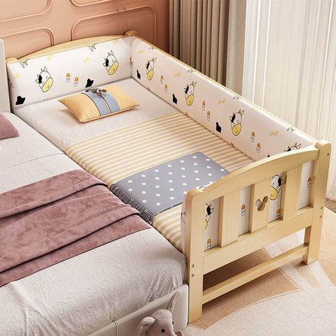 Baby Cot Ideas, Baby Bed Design, Cosleeping Bedroom, High Bed Frame, Baby Beds, Cozy Baby Room, Toddler Floor Bed, Bed With Mattress, Baby Furniture Sets