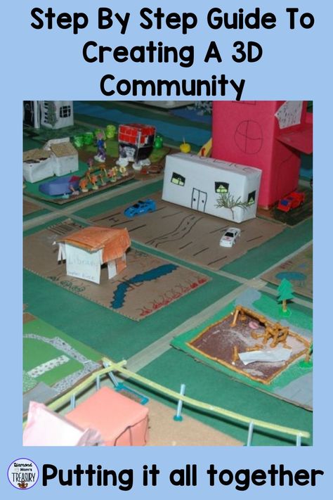 Studying about communities is part of the primary social studies program, so what better way to share what has been learned than to create a 3D community. This project involves learning mapping skills, planning skills, the important of businesses and services, and what is needed in a community. Children are involved in the planning from the beginning. community projects for kids|mapping skills|build your own community|community ideas for kids|how to create a community map Community School Project, Map School Project Ideas, Community Activity, Community Projects For Kids, Build A Community, 3d Community Project, Elementary School Community Project, 2nd Grade Community Project, Building Community In The Classroom