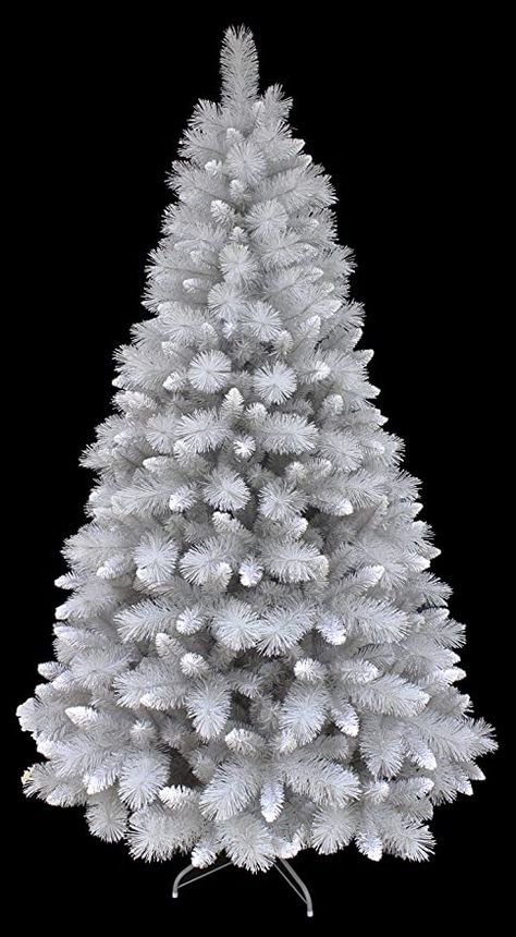 HOLIDAY STUFF 7 Foot Glitter Silver Pine Christmas Tree with Frosted Tips (7ft) Shape Christmas Tree, Silver Christmas Tree Decorations, Frosted Tips, White Christmas Tree Decorations, Pine Christmas Tree, Christmas Tree Art, Silver Christmas Tree, Unique Christmas Trees, Shimmer And Shine