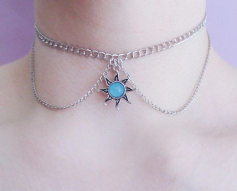 Goth Necklaces, Sun Choker, Bohemian Choker Necklace, Necklace Grunge, Diy Choker, Goth Necklace, Pastel Goth Fashion, Boho Sun, Sun Necklace