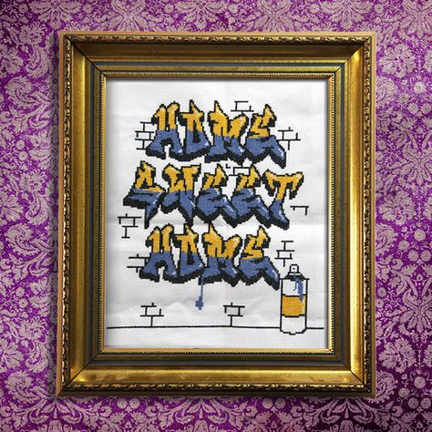 Product Photography - Cross Stitch - Graffiti by @Spinning® Hat, via Flickr Graffiti Cross, Graffiti Fonts, Kitsch Art, Snitches Get Stitches, Sewing Workshop, Graffiti Font, Needle Crafts, Cross Stitches, Nerd Life