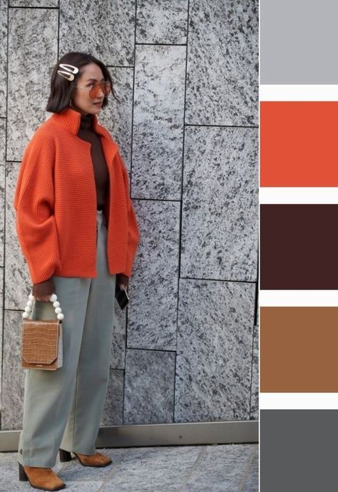 Orange Dress Combination Colour, Orange Shirt Outfit, Semi Formal Mujer, Orange Color Combinations, Colour Combinations Fashion, Color Combos Outfit, Color Combinations For Clothes, Orange Outfit, Wearing All Black