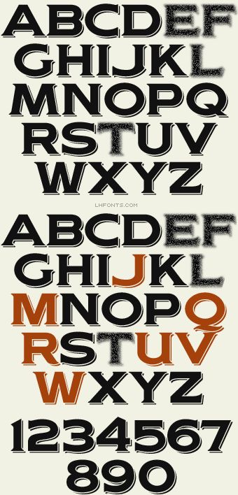 LHF Woodmere™ Shadow 1 (Solid) A bold, masculine letter style inspired by old fire trucks from the late 1920's. A more unique, classic substitute for the often overused "Copperplate" font. Perfect for designs that require an appearance of stability (banks, professional services, etc.) Includes 6 fonts: Regular, Spurs, Regular Shadow 1 2 and Spurs Shadow 1 2. Masculine Lettering, Western Lettering, Sign Lettering Fonts, Masculine Font, Sign Lettering, Sign Fonts, Western Font, Beautiful Lettering, Tattoo Lettering Fonts