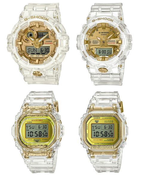 The Casio G-Shock Glacier Gold Watches Feature Semi-Transparent Parts Gshock Watch Women, Hamilton Watch, Gold Watches, Versace Watch, Old Watches, 35th Anniversary, Harry Winston, Watch Women, Casio G Shock