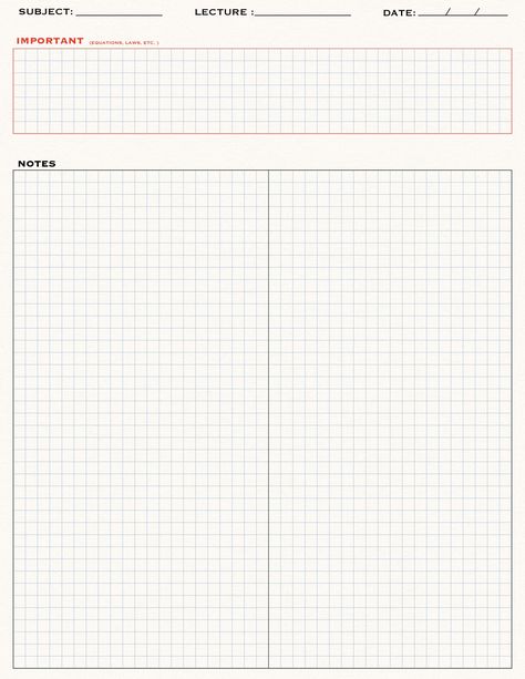 Printable Notes Templates Writing Papers, Grid Notebook Notes, Goodnote Template Paper, Good Notes Paper Templates, Goodnotes Paper Template, Study Notes Template, Notes Layout, Goodnotes Paper, Printable Notes Templates