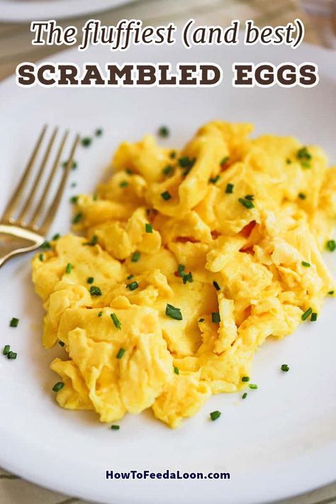 The Fluffiest Scrambled Eggs don't just happen by accident. We show you the tips and techniques to make the most epic eggs you will ever make, eat, or serve. Get the complete recipe with ALL-NEW VIDEO on the blog! Simple Scrambled Eggs, The Best Eggs, Original Pancake House, Best Scrambled Eggs, Best Eggs, Fluffy Scrambled Eggs, Scrambled Eggs Recipe, Breakfast Brunch Recipes, Perfect Breakfast