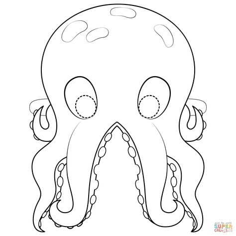 Dinosaur Mask Coloring Page B11 Octopus Mask, Mask Coloring Page, Octopus Coloring, Printable Coloring Masks, Printable Halloween Masks, Costume Carnevale, Paper Mask Template, Octopus Colors, Mask Template Printable