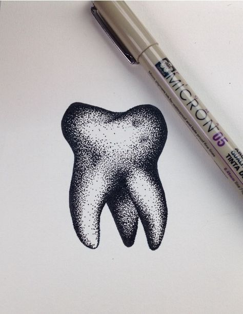 Stippling Portraits, Tooth Doodle, Coast Illustration, Dot Shading, Pointillism Tattoo, Drawing Body Proportions, Tooth Tattoo, Dotted Drawings, Gold Art Painting